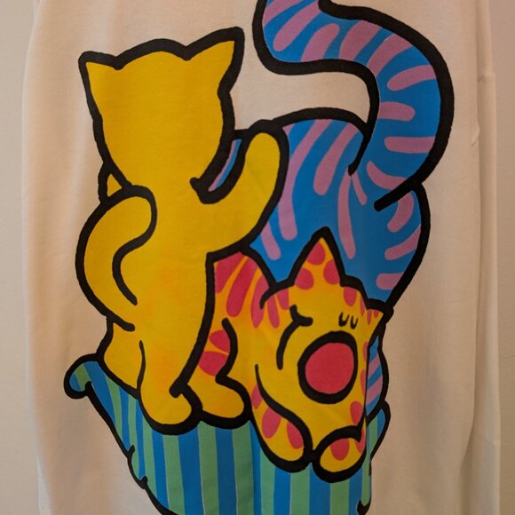 Vintage 91 NWT Womens Size L Cartoon Kitty Cats Oversized Sweatshirt Top Dress - Picture 5 of 12